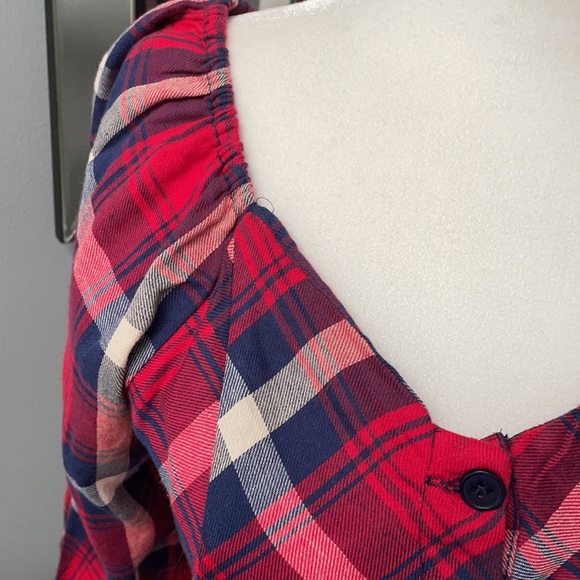 Angie Red Plaid Flannel Blouse NWOT - Picture 2 of 8